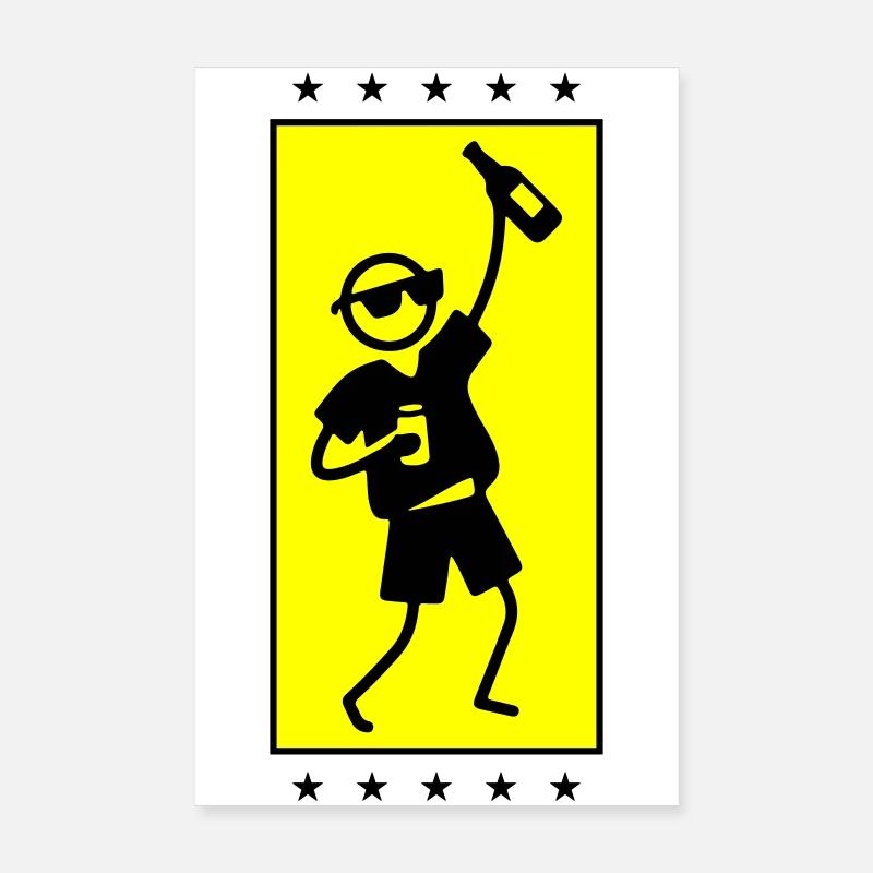 Party Stick Figure Dancing Drinking Poster 8" x 12" (20x30 cm)