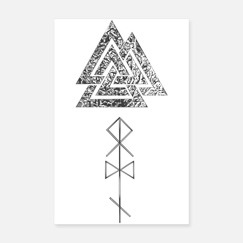 Valknut mit Odin Runen Poster 20x30 cm