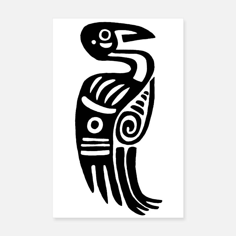 Black Tribal Bird Poster 8" x 12" (20x30 cm)