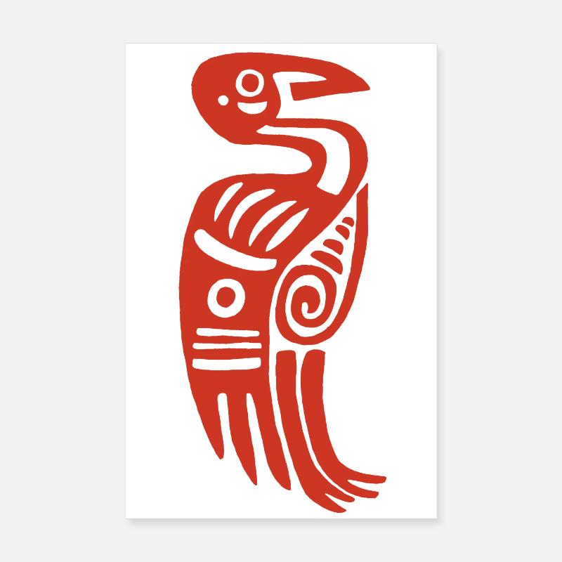 Red Tribal Bird Poster 8" x 12" (20x30 cm)