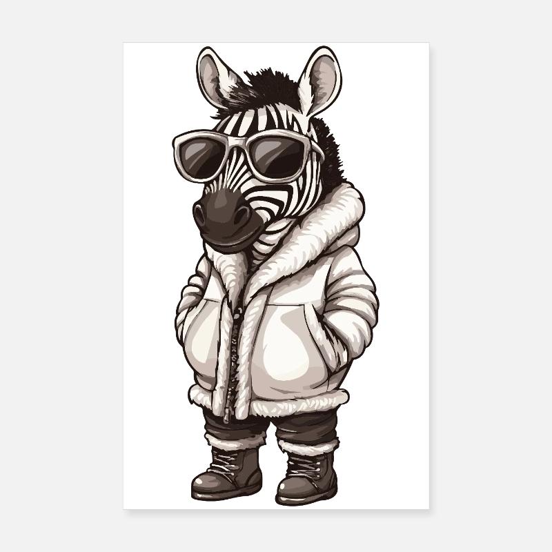 Zebra Cool Winter Poster 20x30 cm