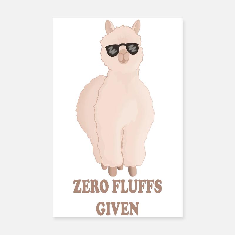 Zero Fluffs Given – Fluffy Alpaca with Sun Brush Poster 8" x 12" (20x30 cm)