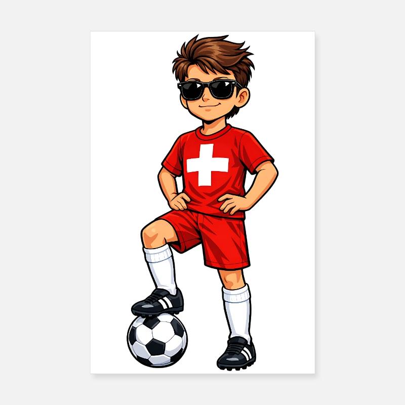 Fußball Junge Schweiz Fan Schweizer Flagge Poster 20x30 cm