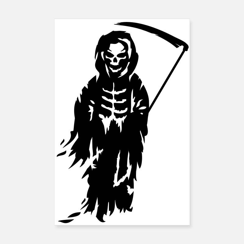 A Grim Reaper - Death with a scythe - Poster 8" x 12" (20x30 cm) - white