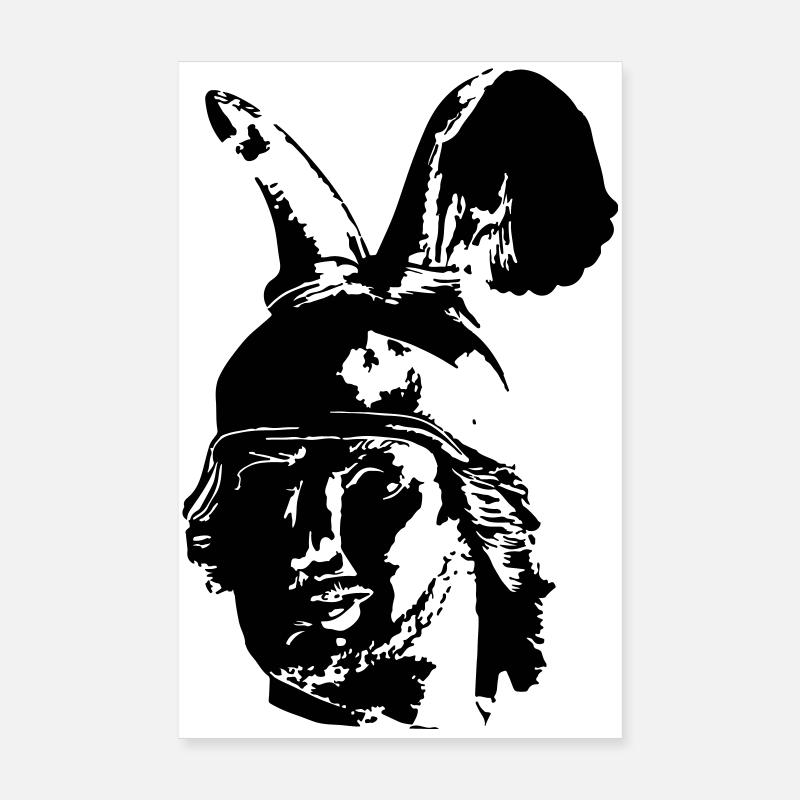 Tête du monument Hermann - monochrome, simple - Poster 20 x 30 cm - blanc