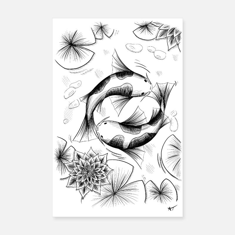 Kois im Teich - Poster 20x30 cm - Weiß