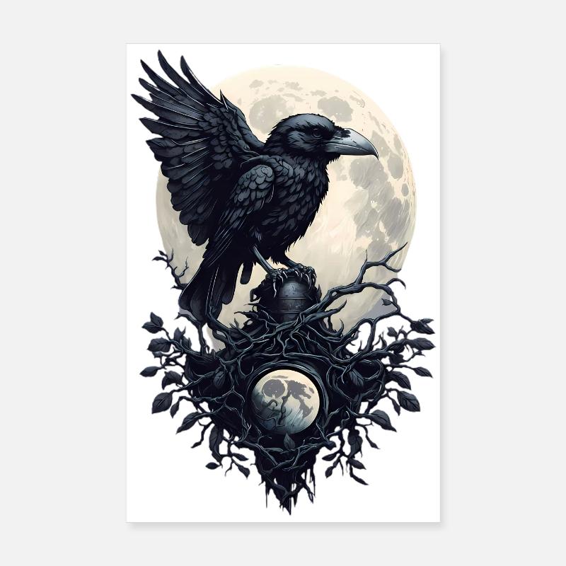Schwarzer Rabe - Poster 20x30 cm - Weiß
