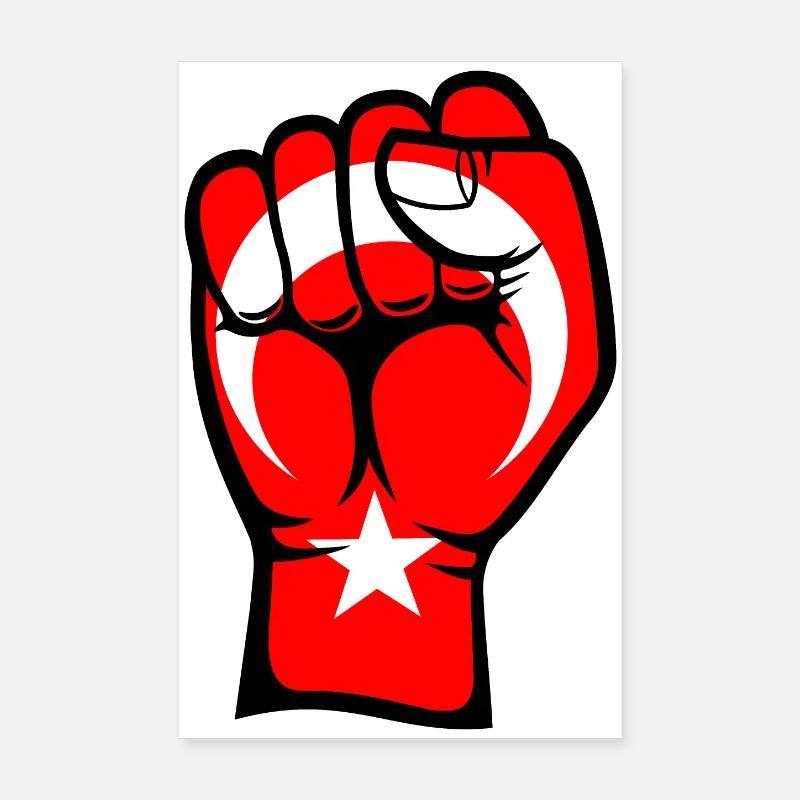 Drapeau de la Turquie Symbole de la main du poing Poster 20 x 30 cm