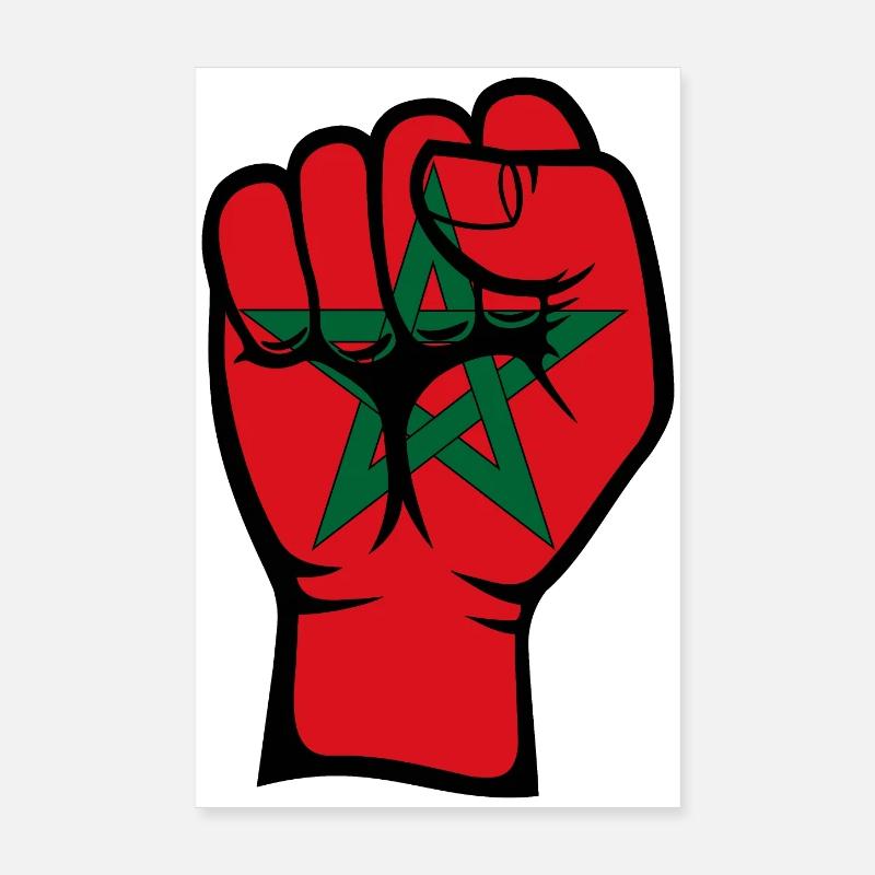 Drapeau du Maroc Poing Main Symbole Poster 20 x 30 cm