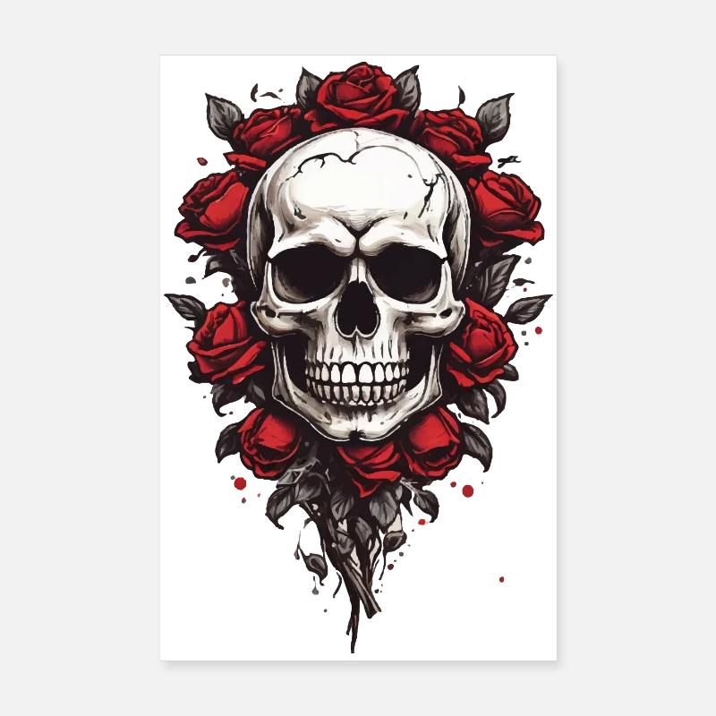 Crâne rose de style gothique Poster 20 x 30 cm