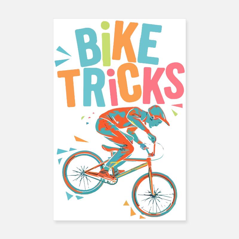 Vibrant Bicycle Trick Illustration Poster 8" x 12" (20x30 cm)
