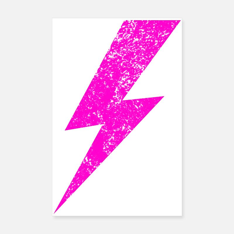 Bright Pink Lightning Motif Poster 8" x 12" (20x30 cm)