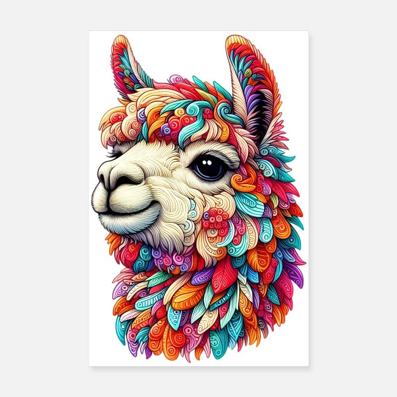 Alpaka - Poster 20x30 cm - Weiß