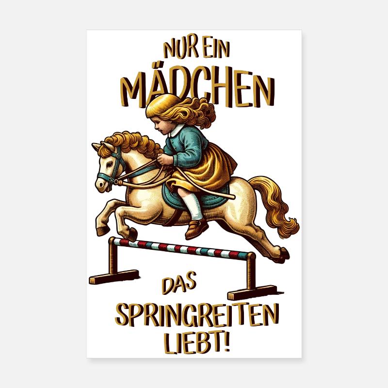 Kinder Springreiten Poster 20x30 cm