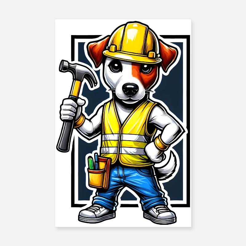 Jack Russell Terrier Bauarbeiter Poster 20x30 cm