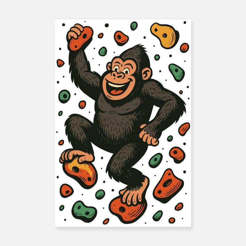 Bouldern Gorilla Affe Klettern Retro Geschenk Poster 20x30 cm