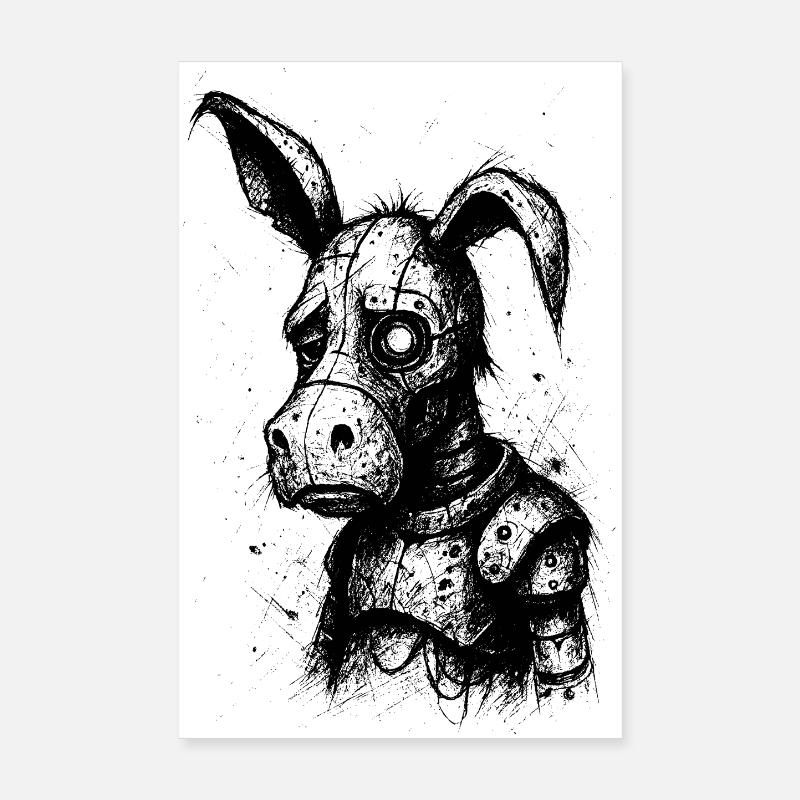 âne triste Poster 20 x 30 cm