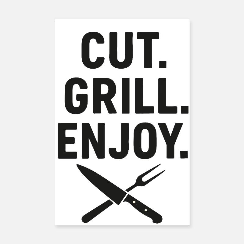 Le design de l’amour du gril et de la nourriture Poster 20 x 30 cm