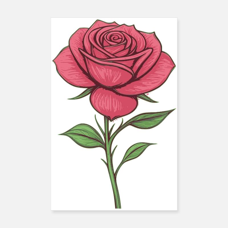 Elegant rose illustration for clothes Poster 8" x 12" (20x30 cm)