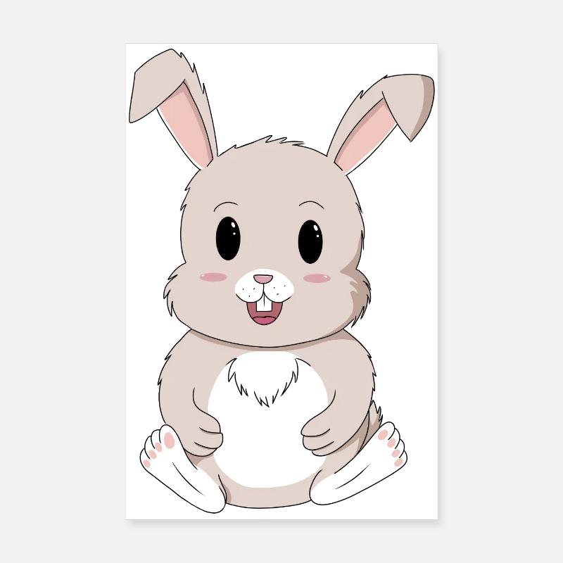 Lapin mignon kawaii Poster 20 x 30 cm
