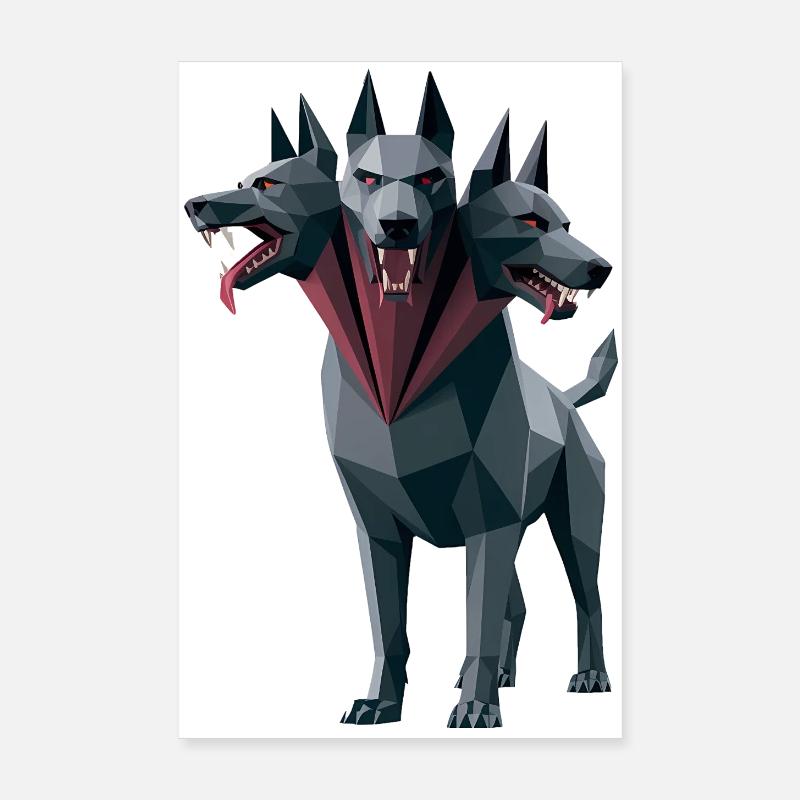 Cerberus - Cool Low Poly  Logo Poster 20 x 30 cm