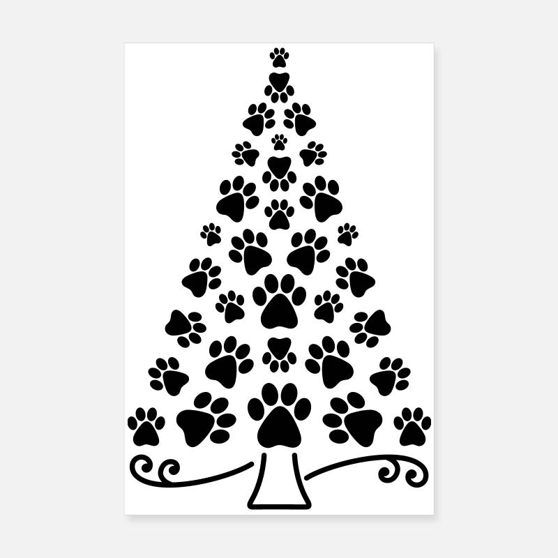 Arbre de Noël patte chien chat pattes arbre de Noël Poster 20 x 30 cm