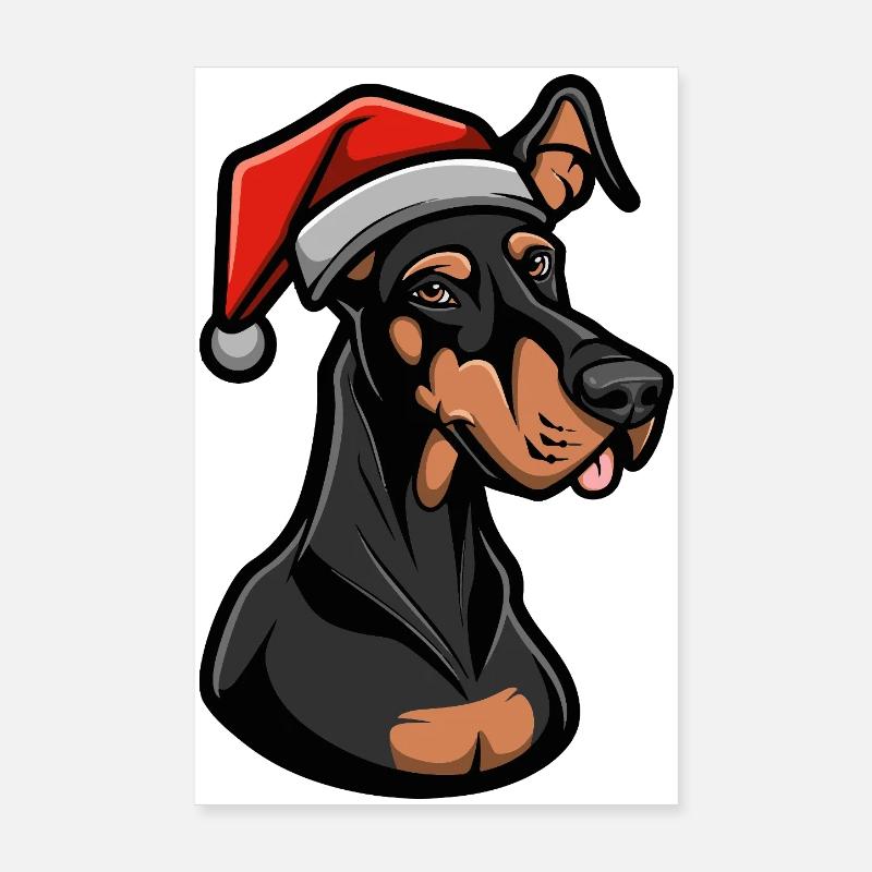 Doberman Chien Noël Poster 20 x 30 cm