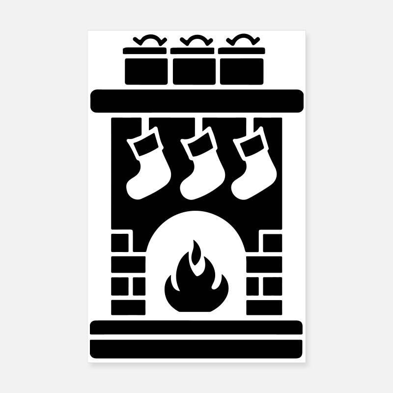 Chaussette de Noël avec cheminée Poster 20 x 30 cm