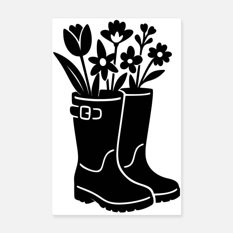 Frühlingsstiefel mit Blumen Poster 20x30 cm