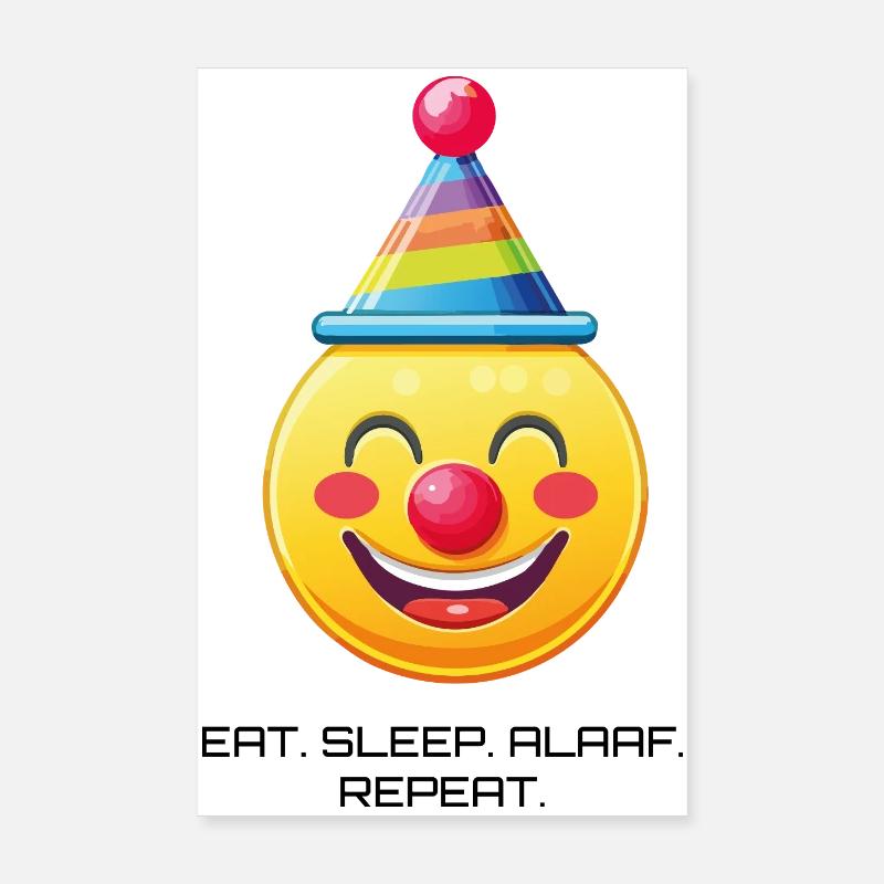 Clown Face with Saying: Eat Sleep Alaaf Repeat Poster 8" x 12" (20x30 cm)