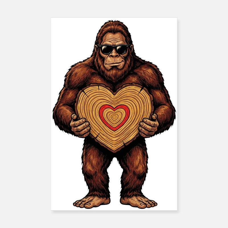 Amour du bois de cœur Sasquatch Poster 20 x 30 cm