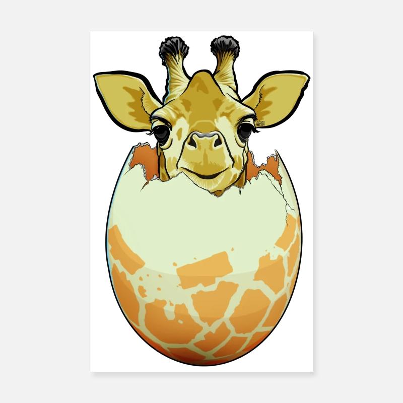 Giraffe Hatch Poster 8" x 12" (20x30 cm)
