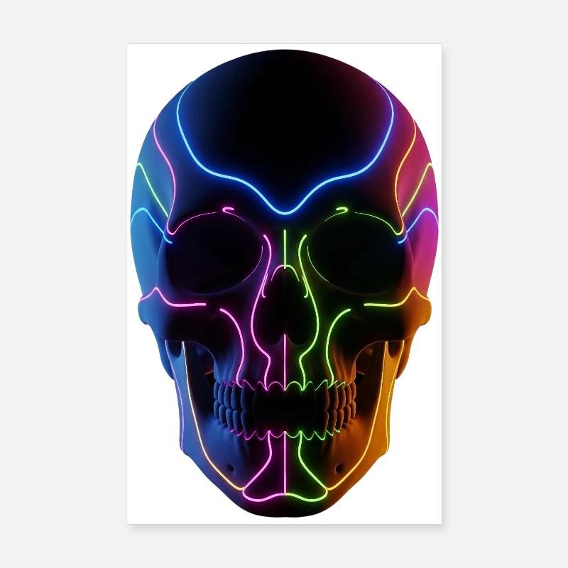 Glowing skull for DJ & techno fans Poster 8" x 12" (20x30 cm)