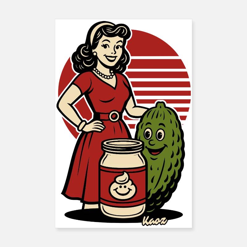 Retro Homemaker mit Gurkenglas Poster 20x30 cm