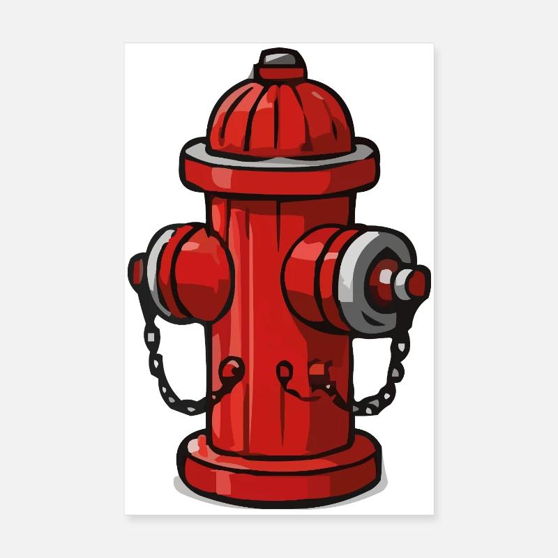 Bouche d’incendie de dessin animé avec chaînes Poster 20 x 30 cm