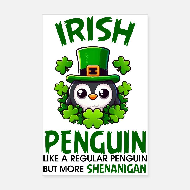 Irish Penguin Shenanigan Poster 8" x 12" (20x30 cm)