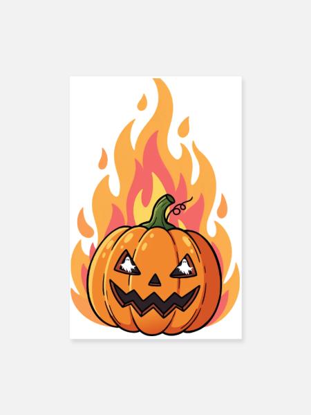 Flammender Kürbis Jack-o'-Lantern - Poster 20x30 cm - Weiß - Vorne