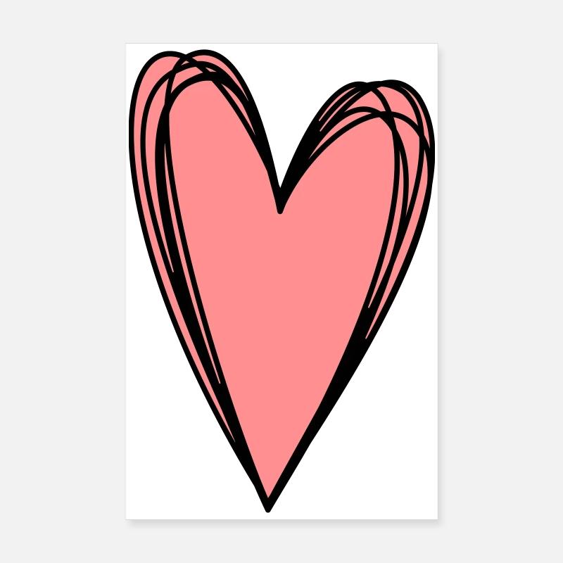 Heart Pink Scribble Doodle Gift Love Poster 8" x 12" (20x30 cm)