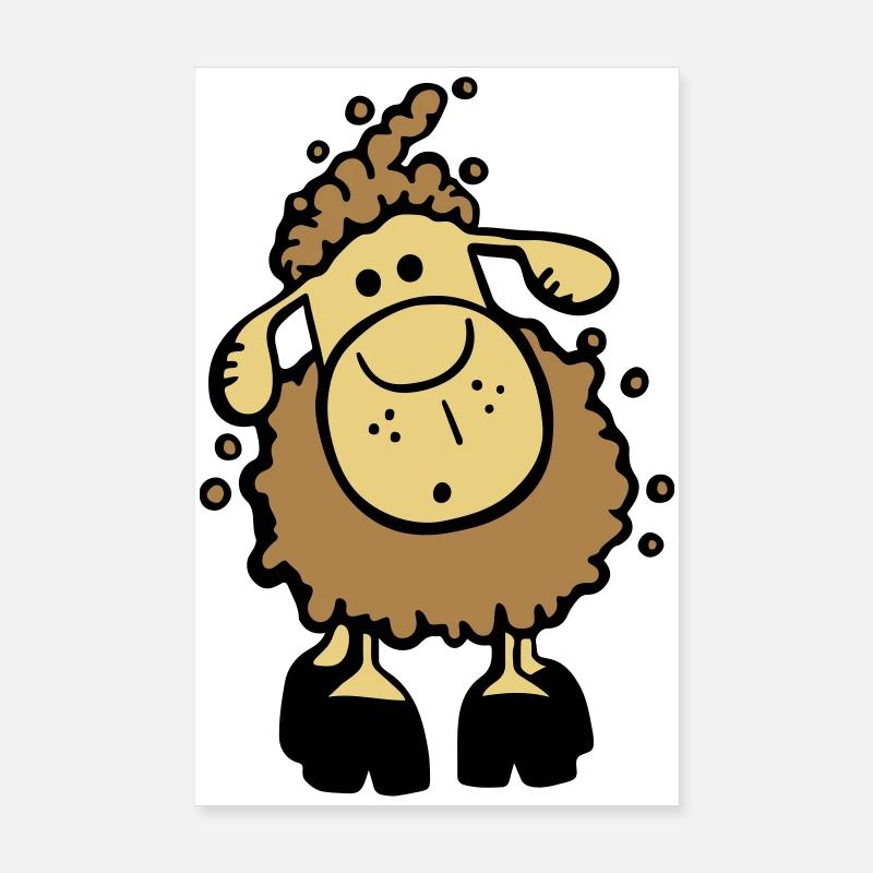 Flauschiges Schaf I Schäfchen I Kinder Geschenk - Poster 20x30 cm - Weiß