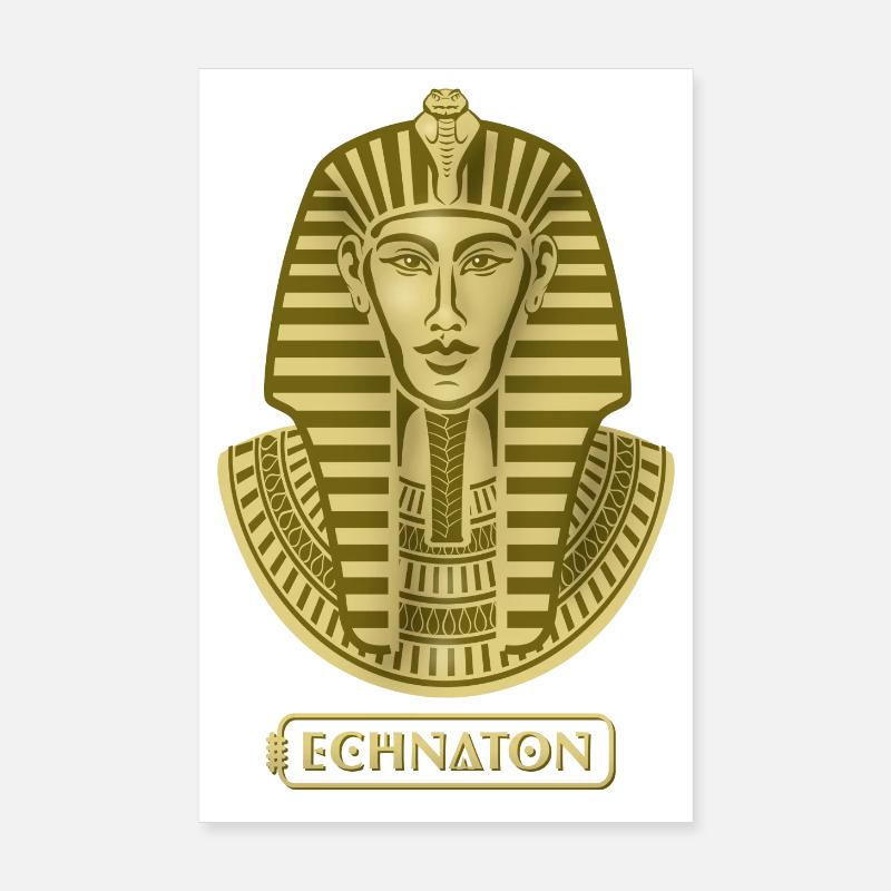 Pharaonenporträt im Goldton Echnaton - Poster 20x30 cm - Weiß