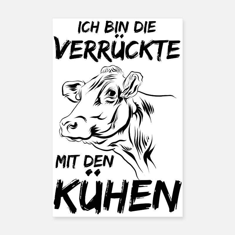 Kuh Kühe - Poster 20x30 cm - Weiß