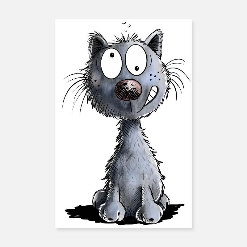 Drôle de chat noir Poster 20 x 30 cm
