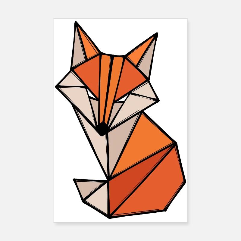 Fuchs Polygon Geometry Art abstrait Créatif Poster 20 x 30 cm