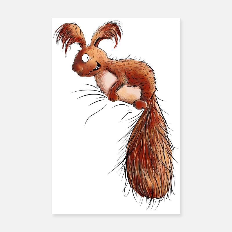 Drolliges Eichhörnchen Wildtier - Poster 20x30 cm - Weiß