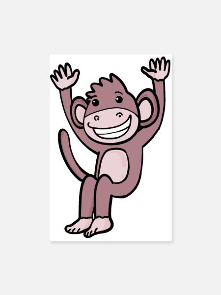 Cute laughing monkey - Poster 8" x 12" (20x30 cm) - white - Front