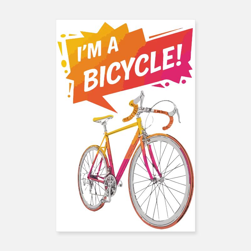 Vibrant Bicycle Illustration with Bold Text Poster 8" x 12" (20x30 cm)