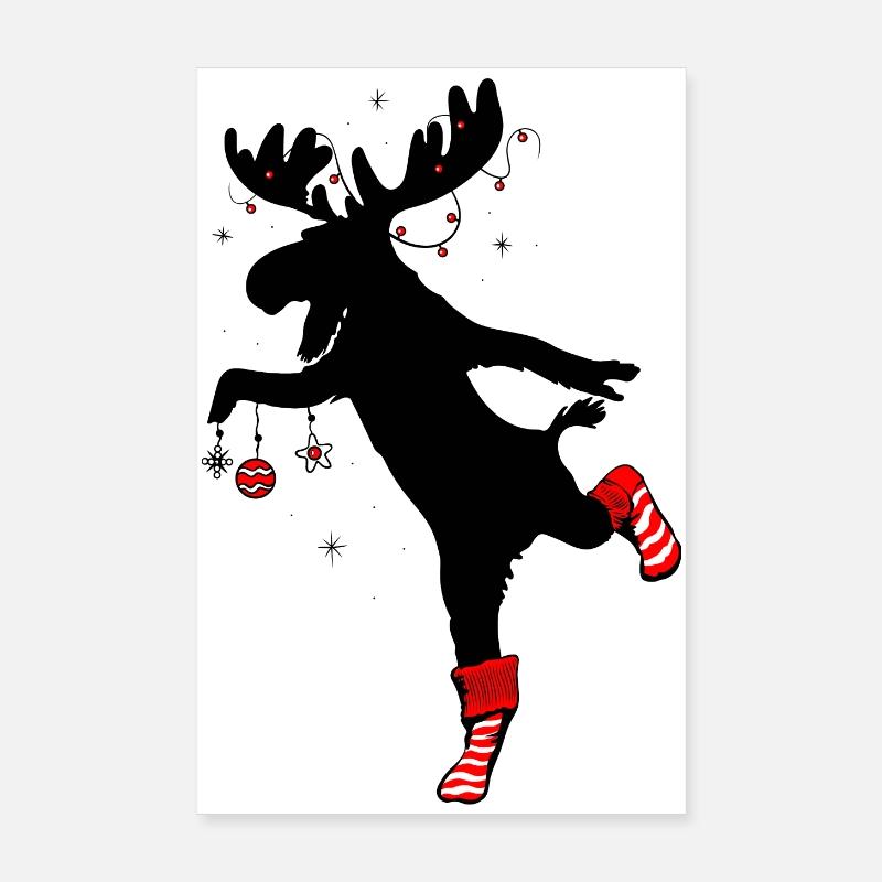 Moose with Antlers Funny Xmas Tree Replacement Poster 8" x 12" (20x30 cm)