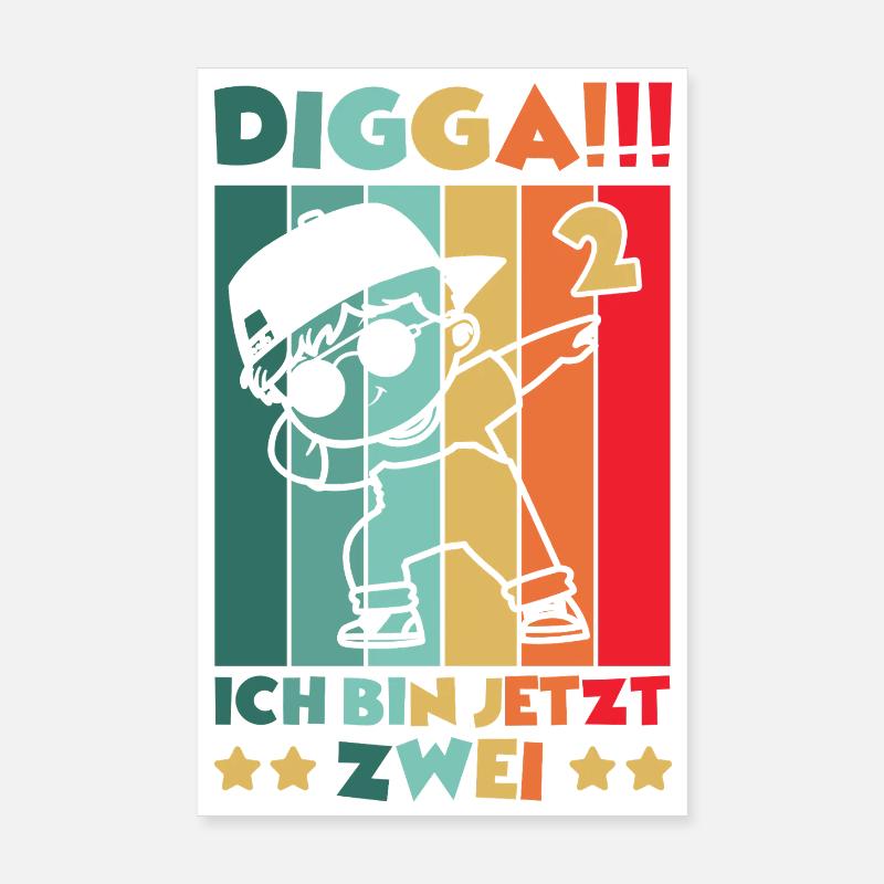 Digga Ich Bin 2 Jahre 2 Geburtstag Dabbing Junge Poster 20x30 cm
