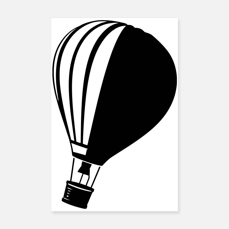 Klassische Heißluftballon-Silhouette - Poster 20x30 cm - Weiß