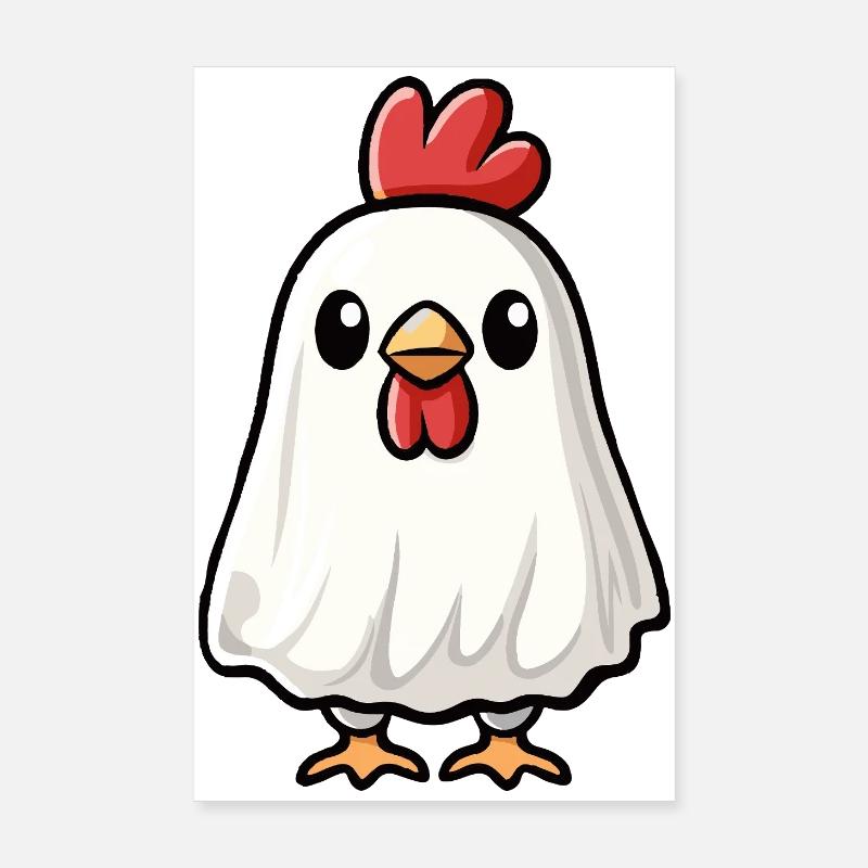 Rooster Halloween Ghost Poster 8" x 12" (20x30 cm)